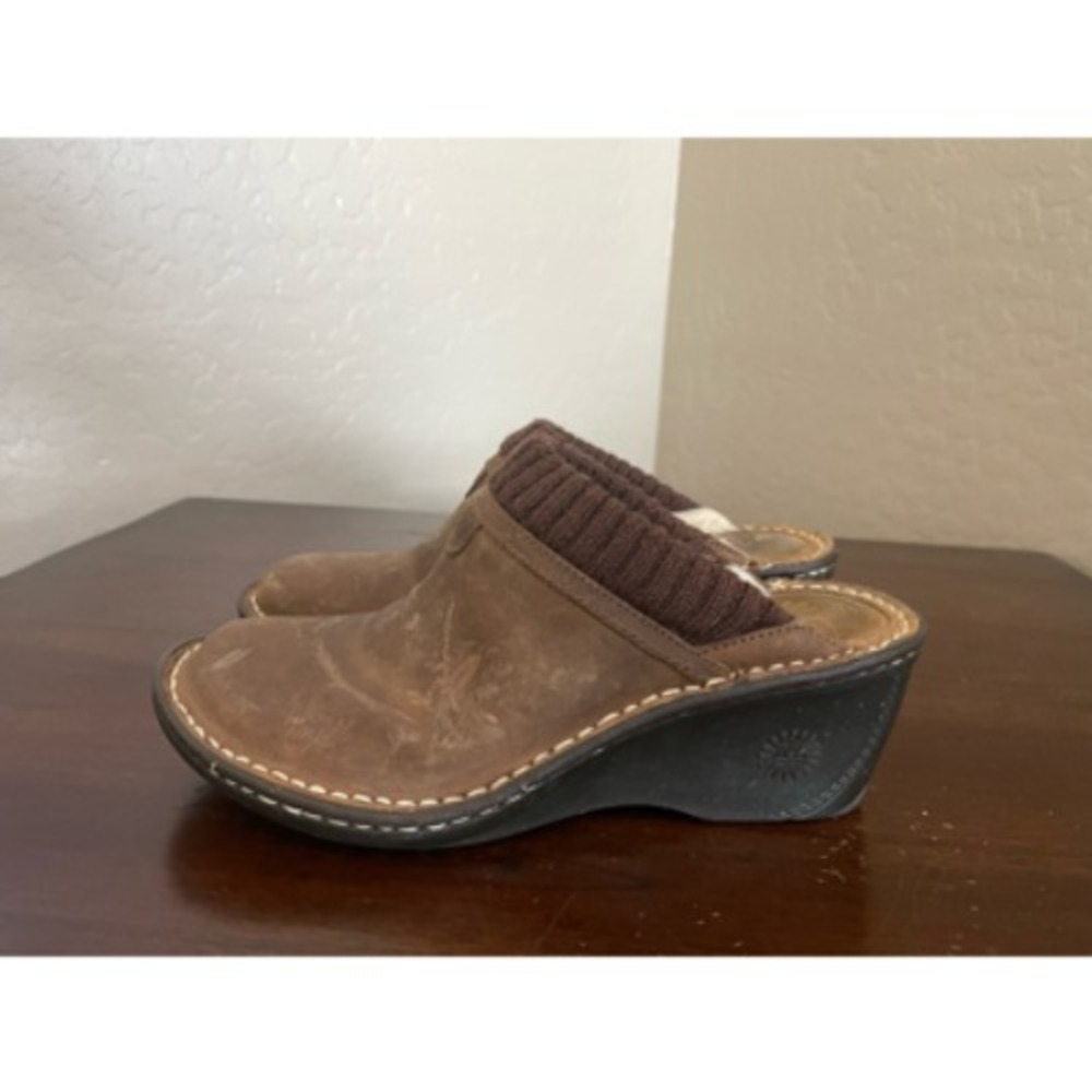 Ugg Australia Womens Gael Mules Shoes Brown Black Slip On High Heel EUR 39 8